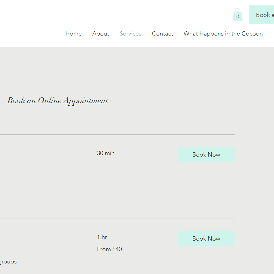 Booking Page for Oasis JOurney LLC